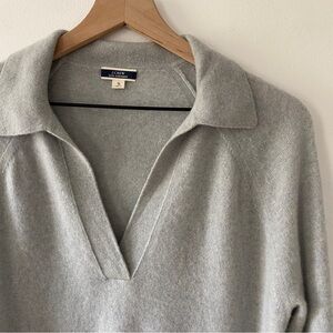 J.Crew 100% Cashmere Collar V-Neck Sweater Grey Size Small